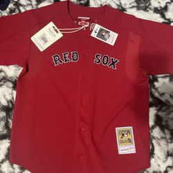 Men's Boston Red Sox David Ortiz Mitchell & Ness Red Cooperstown Collection Mesh Batting Practice Button-Up Jersey
