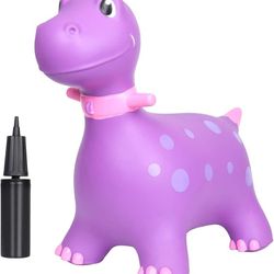 AOLIGE Dinosaur Bouncy Horse Hopper Ride On Animal Toys-Purple