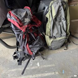 Backpacks–  Large Gregory palisade, gray and red, Medium Eagle  Creek, green and cream