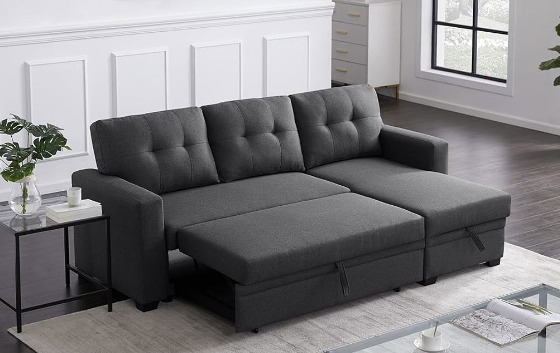Devion L shape Linen Sleeper Sofa