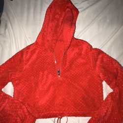 Red Pants and Cropped Sweater Set