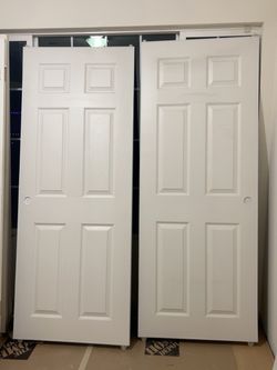 White 6-Panel Bypass Closet Doors