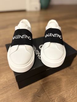 Valentino White Leather Slip-On Sneakers
