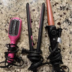 Remington Ionic Hair Straightener, Pro Curling Wand, Conair Mini Super Brush 