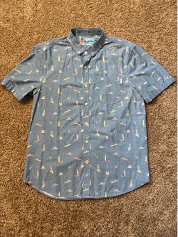 Chubbies The Come Sail Away Dog Short Sleeve Button Down Shirt Mens Size Large