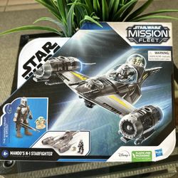 Star Wars Mission Fleet Mando's N1 Starfighter Grogu & Mandalorian Hasbro NEW!