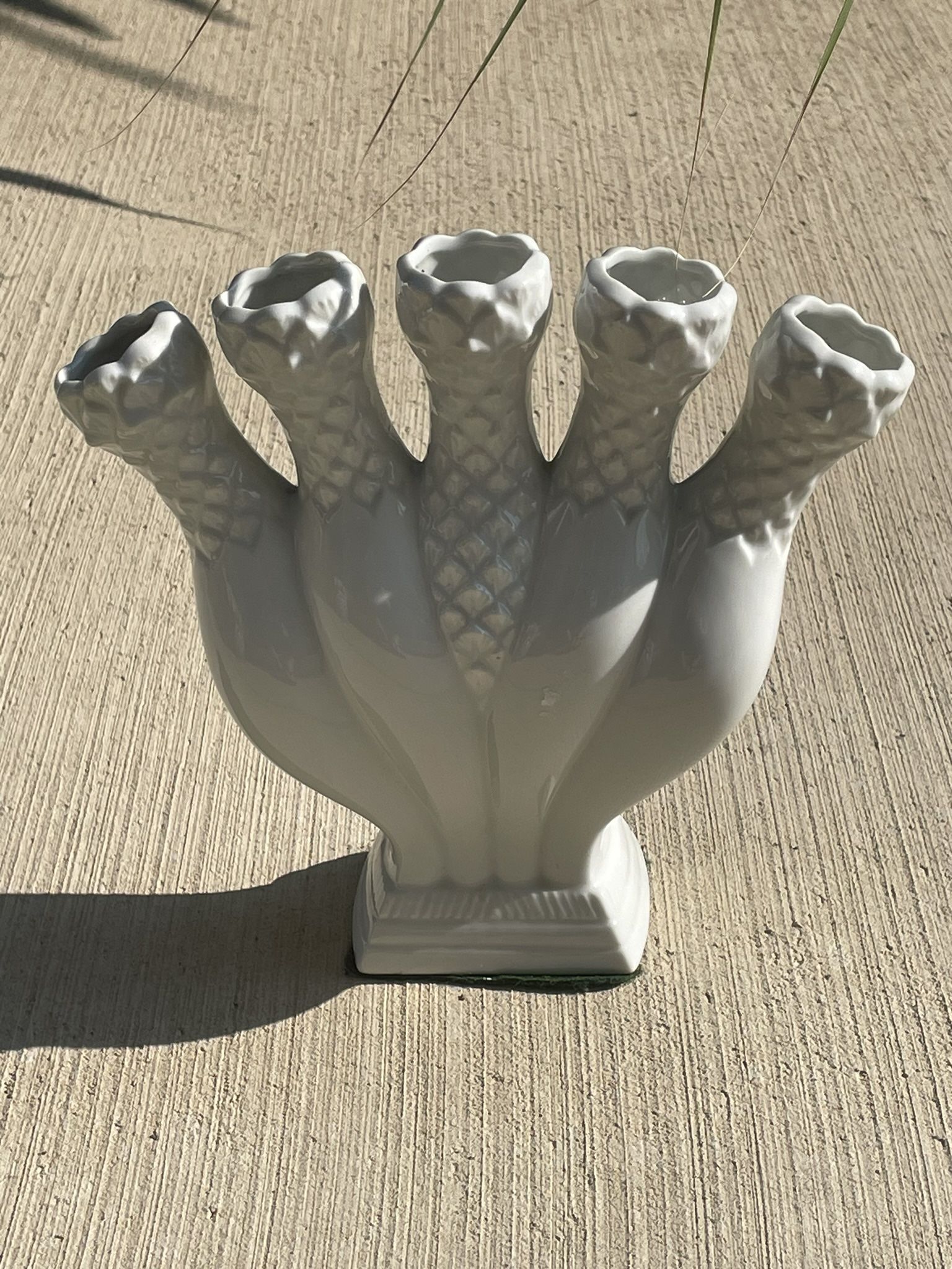 Antique English White Creamware Tulip Vase Tulipiere