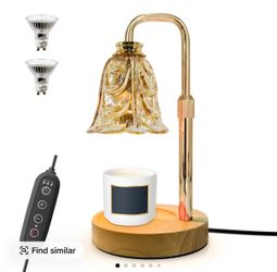 Candle Warmer Lamp with Timer & Dimmer, Adjustable Height Flower Candle Warmer for Jar Candles, Flameless Wax Melter with 2 Bulbs, Home Decor, Christm