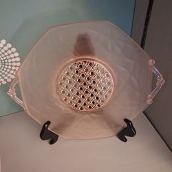 Vintage 1930's Lancaster Sunshine Pink Frost Serving Plate