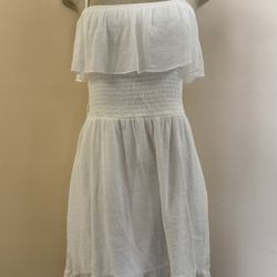 White BCX Women’s Smocked Square Neck Fit + Flare Dress S EUC