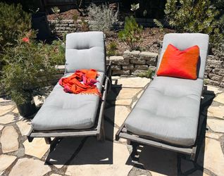 Two Teak Chaise Lounges