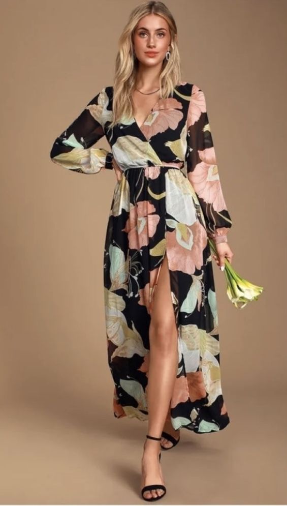 Lulu’s Wondrous Water Lilies Floral Maxi Dress