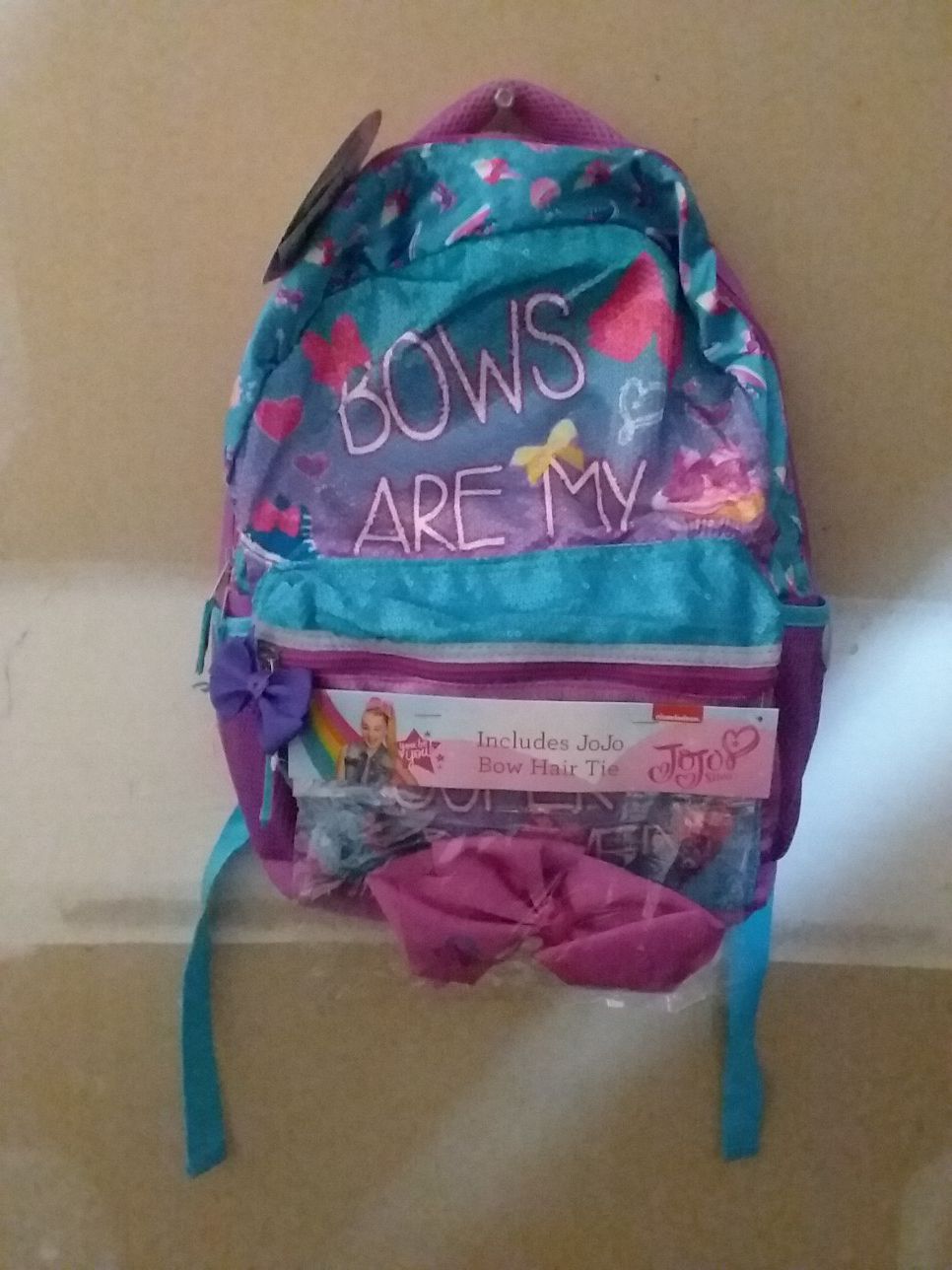JoJo Siwa Girls Backpack With Hair Bow Tie - New Without Tags