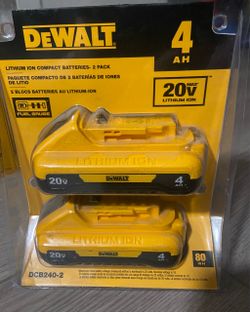 DeWalt 20V 4Ah Lithium Ion Battery 2-Pack