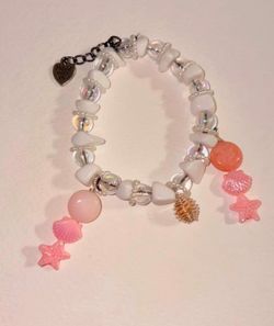 Beaded pink ocean themed bracelet