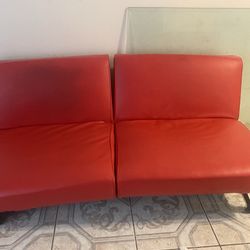 Red Leather Couch Futon
