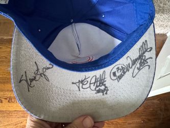 Vintage Chicago Cubs Snapback Cap — Signed by 3 Players