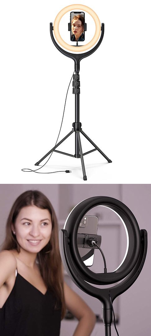 New $45 LED 10” Selfie Ring Light w/ 67” Tripod Stand & Phone Holder for Makeup/Video/Photo