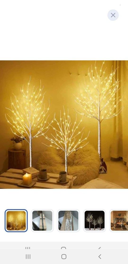 3 Pack Lighted Brich Tree, 4FT 56 LED/5FT 72 LED/6FT 128 LED.   ***NEW***         #11-OLA