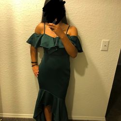 Dark Green Off The Shoulder Dress