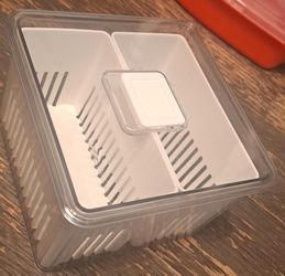 Produce container with two removable strainers