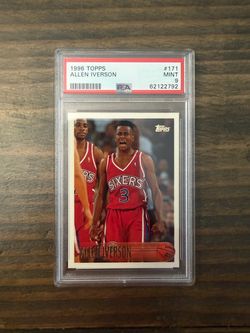 🏀🔥 ALLEN IVERSON 1996 TOPPS ROOKIE CARD – PSA 9 MINT! 🔥🏀
