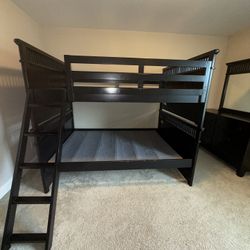 Full Size Black Bunk Bed Mattress Included  With Ladder 