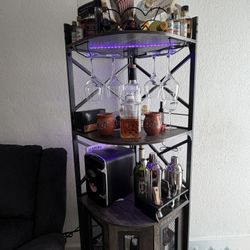 Corner bar in gray with LED lights, includes everything