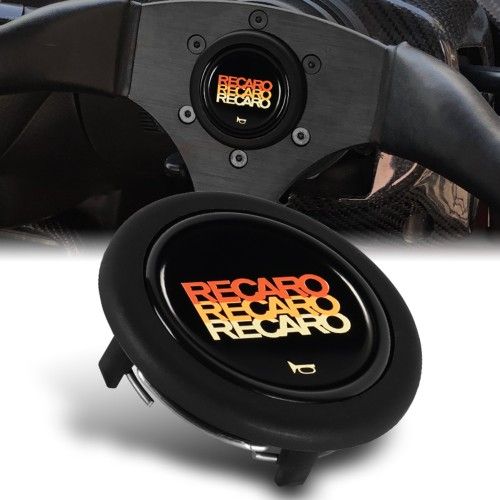 Brand New Horn Button JDM RECARO Racing Fits MOMO NRG RAID Steering Wheel Sport -(4-HORN-RECARO-RBK