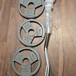Curl Bar And Weights 