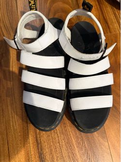 Dr Martens Blaire Sandals Womens 11 White Platform Gladiator Strappy Leather