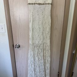 Off White With Gold Accent Dress