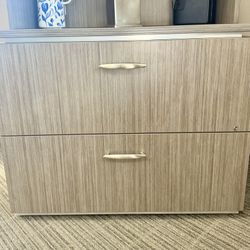 Two Drawer Locking Lateral Filing Cabinet With Silver Handles