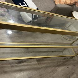 Gold Glass Console Table Narrow Long