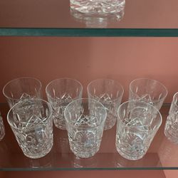 Set Of 9 Waterford Crystal LISMORE Double Old Fashioned Glasses 4-3/8” Ireland