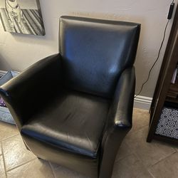 Black Genuine Leather Accent Chair!