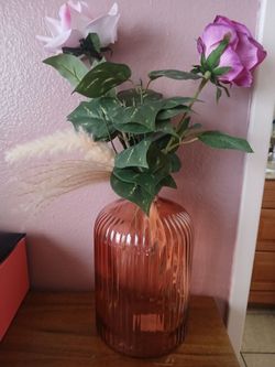 Pink artificial flower arrangement home decor pink girly vase