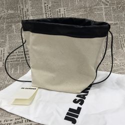 Jil Sander NWT Small Canvas Drawstring Crossbody Bag
