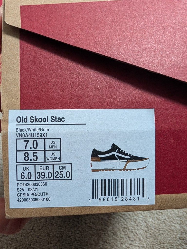 Vans Old Skool Platform Stacked - Size 7.0 Men/8.5 Women - black/white - Brand new in box