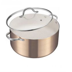 BEZIA Large 12 Quart Nonstick Cooking Pot with Lid, Induction Stock Pot, Soup Pot for All Stovetops, Nontoxic and Oven Safe, PFOA PFAS Free, Golden