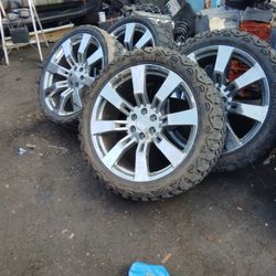 24 Rims On Mud Terrains Good Condition Fit Chevy Tahoe Pickup Truck
