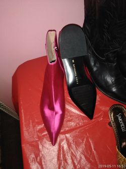 Pink satin boots sz7.5