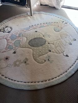Beautiful Neutral Carousel Animal Kids Rug 8’