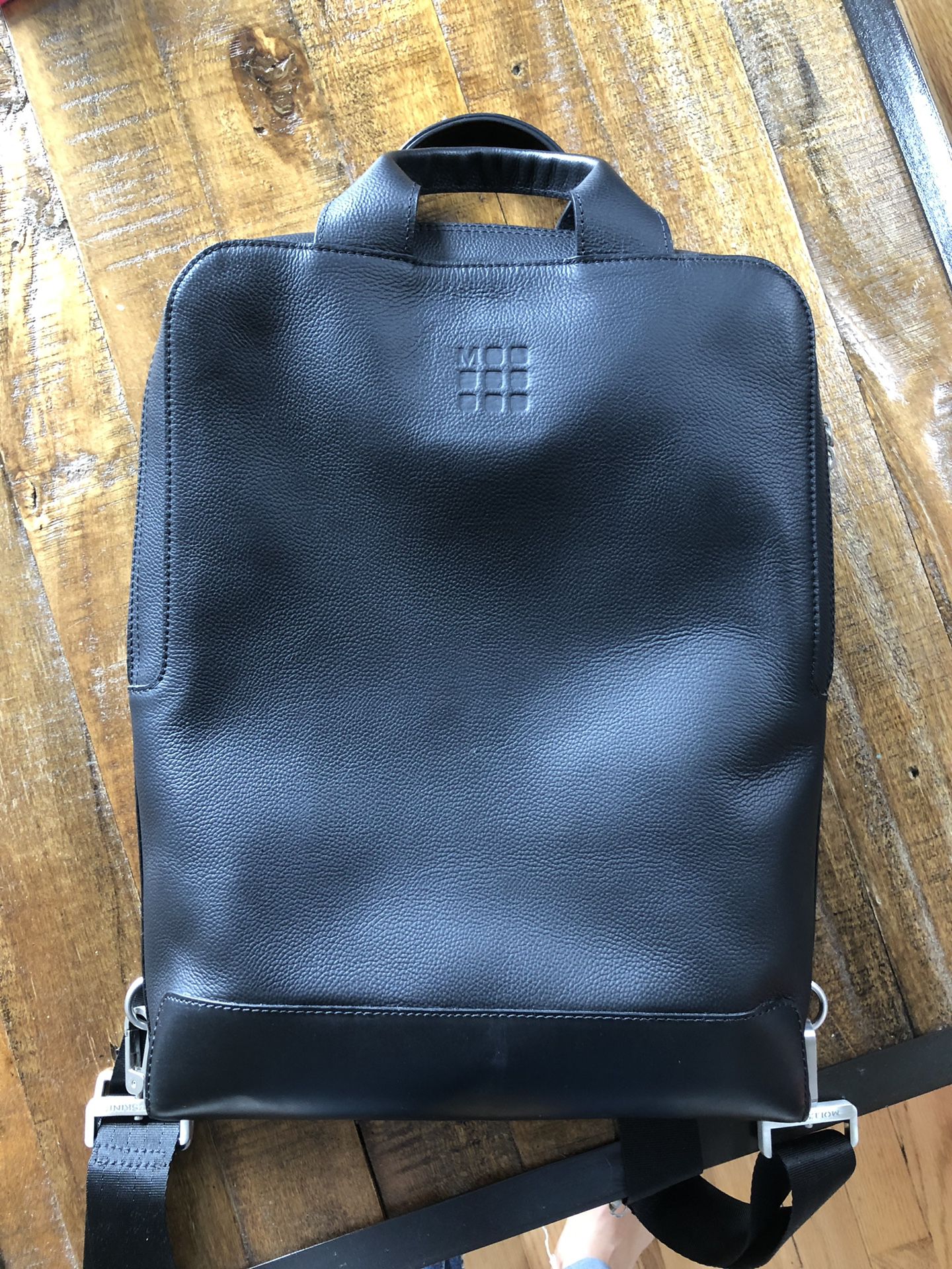 Slim leather backpack Moleskin