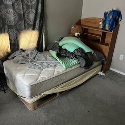 Single Bed With Headboard Box spring And Mattress 