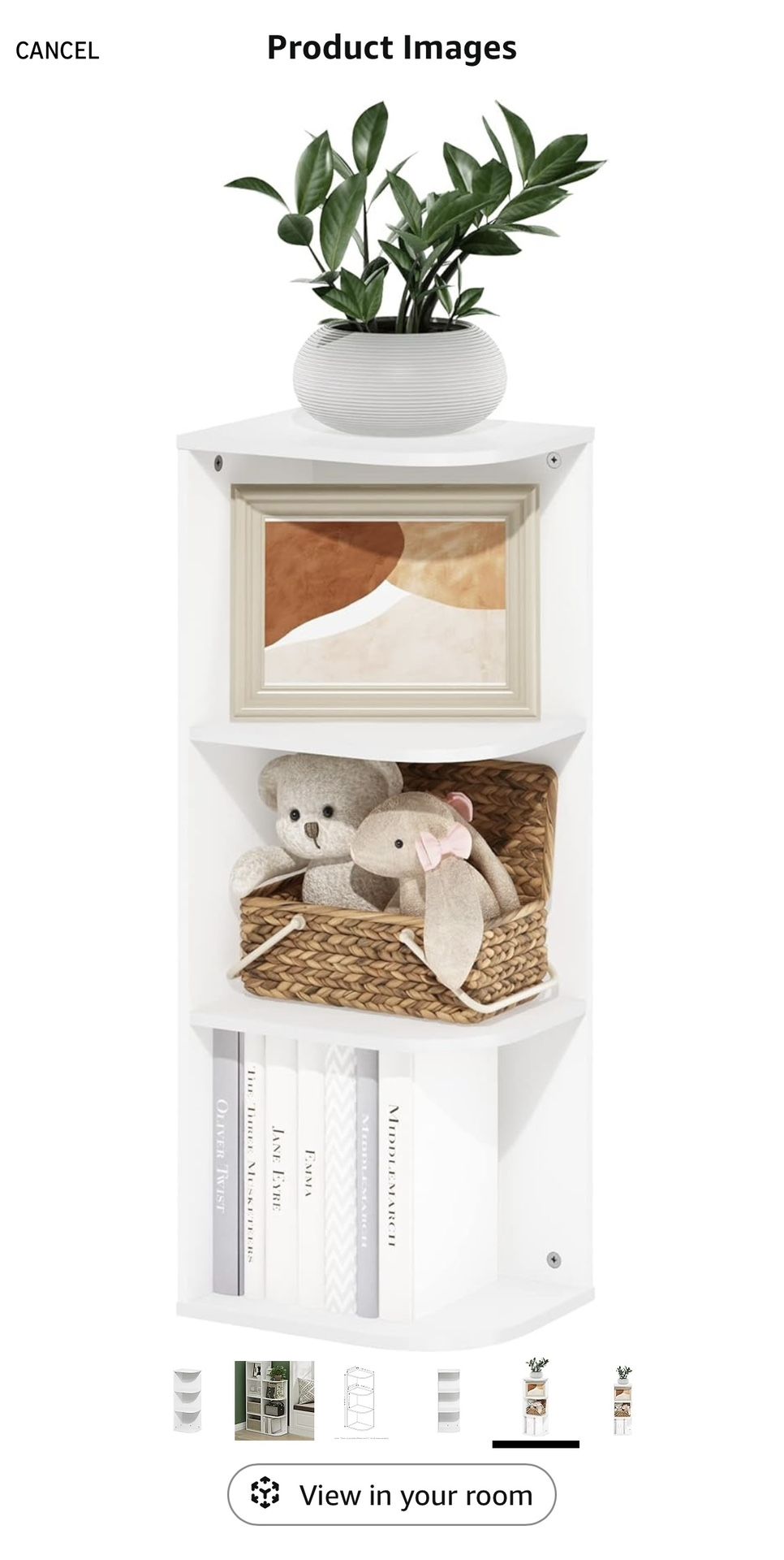 Corner Bookshelf, 3 Tier. 