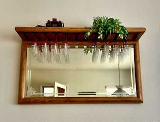 Oak Mirror wine glass rack