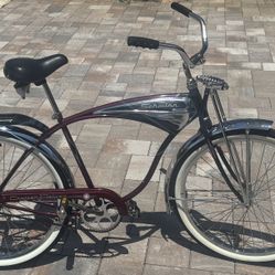 Schwinn Deluxe Cruiser W/Phantom style tank  Burgundy, Metallic Men’s 26” Single Speed Bicycle