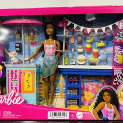 Barbie: Beach Boardwalk Brooklyn & Malibu Doll, 2 Stands NEW!
