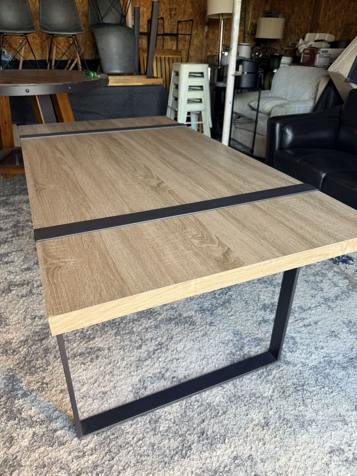 Walker Edison Industrial Metal Wood Rectangle Kitchen Table (L60"D32"H30")